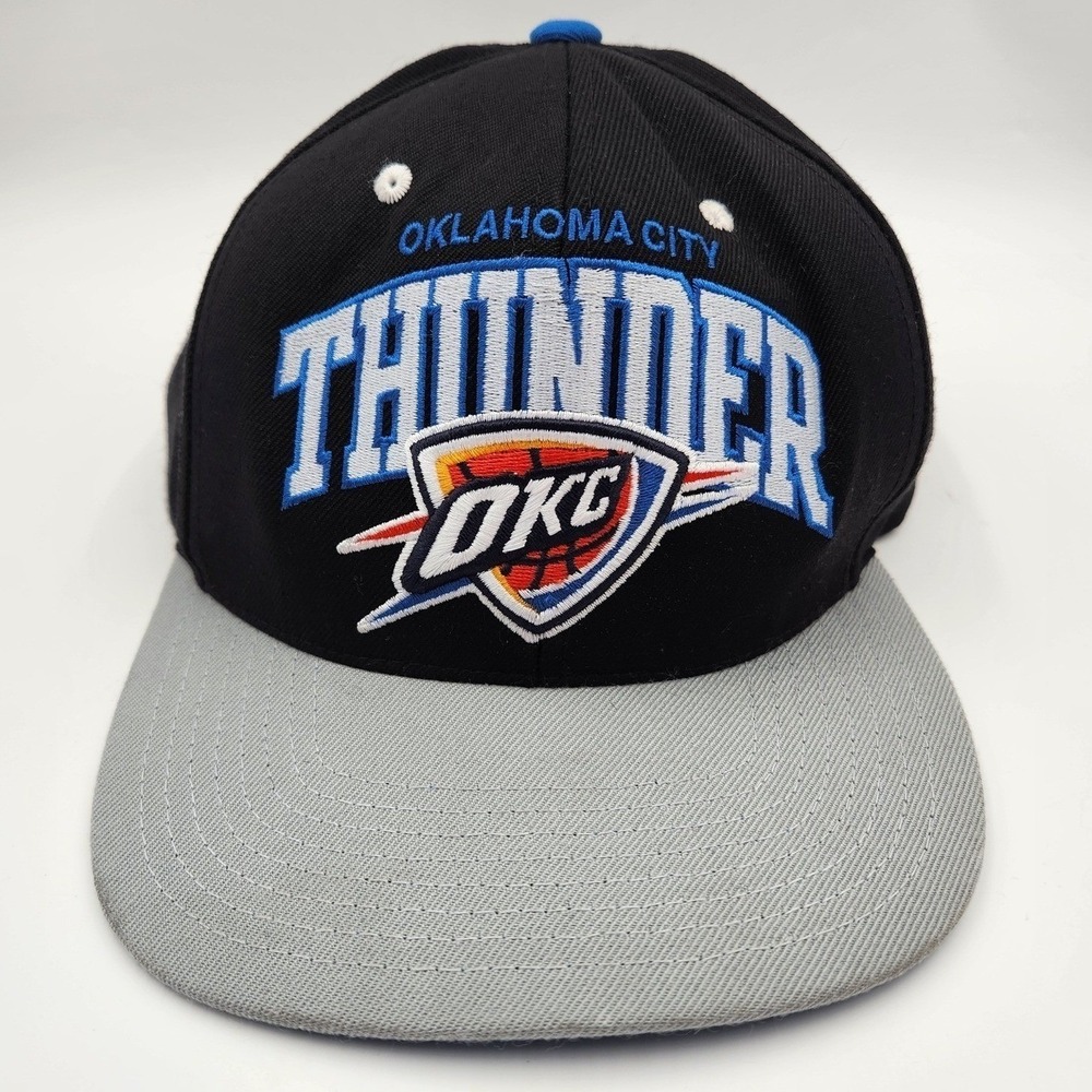 Mitchell & Ness Oklahoma City Thunder Snapback Hat Adjustable Black Grey Blue